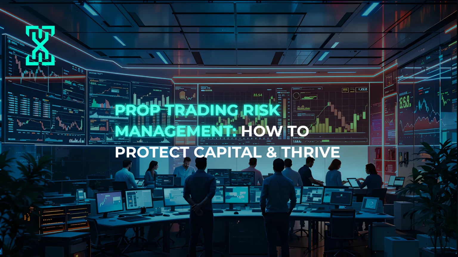 Risk management framework for prop traders including position sizing and loss limits